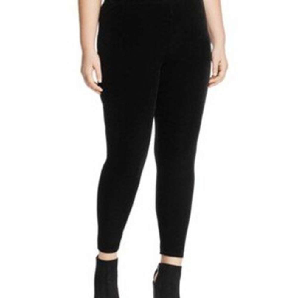 Eileen Fisher Pants Womens 3X Black Velvet Stretch Pull On Leggings Holiday